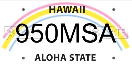 950MSA Hawaii License Plate