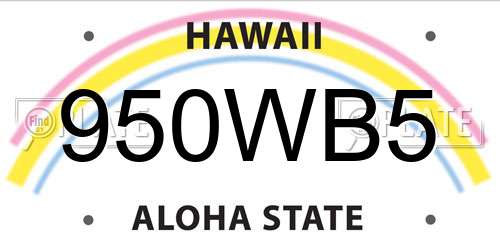 950WB5 Hawaii License Plate