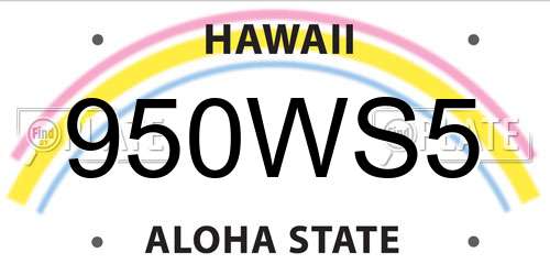 950WS5 Hawaii License Plate
