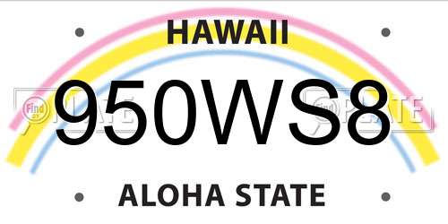 950WS8 Hawaii License Plate