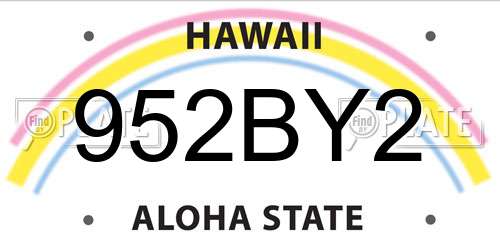 952BY2 Hawaii License Plate