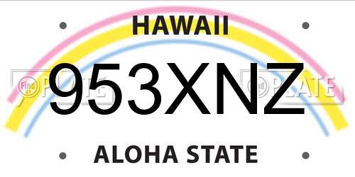 953XNZ Hawaii License Plate