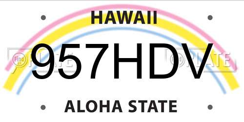957HDV Hawaii License Plate