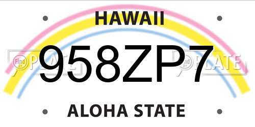 958ZP7 Hawaii License Plate