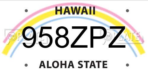 958ZPZ Hawaii License Plate