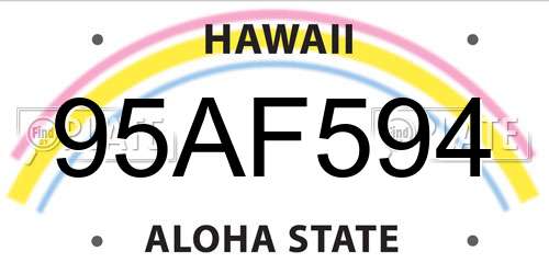 95AF594 Hawaii License Plate