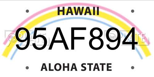 95AF894 Hawaii License Plate