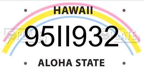 95II932 Hawaii License Plate