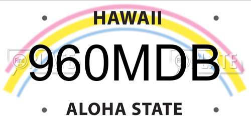 960MDB Hawaii License Plate