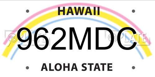 962MDC Hawaii License Plate