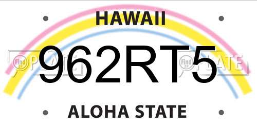 962RT5 Hawaii License Plate