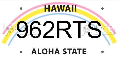 962RTS Hawaii License Plate