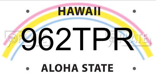 962TPR Hawaii License Plate