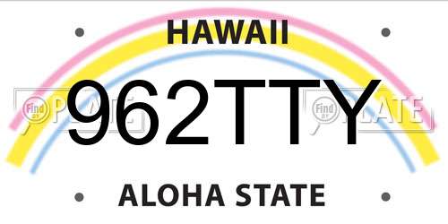 962TTY Hawaii License Plate