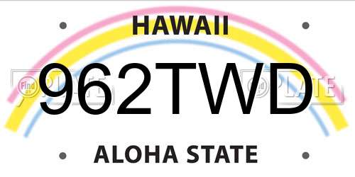 962TWD Hawaii License Plate