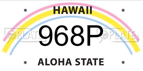 968P Hawaii License Plate