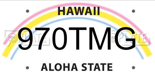 970TMG Hawaii License Plate