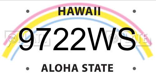 9722WS Hawaii License Plate