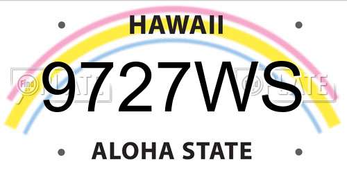 9727WS Hawaii License Plate
