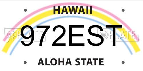 972EST Hawaii License Plate