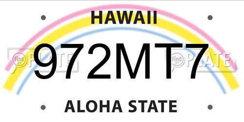 972MT7 Hawaii License Plate