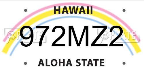 972MZ2 Hawaii License Plate