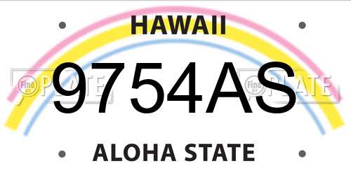 9754AS Hawaii License Plate