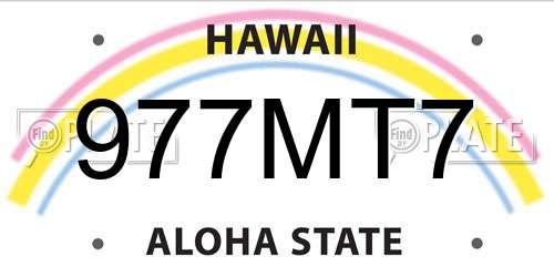 977MT7 Hawaii License Plate