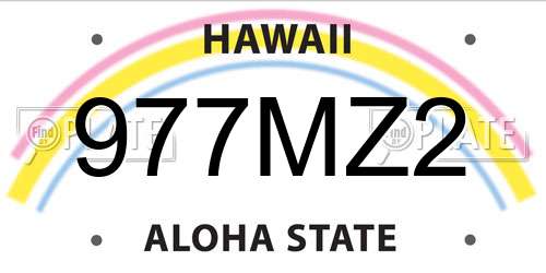 977MZ2 Hawaii License Plate
