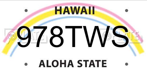 978TWS Hawaii License Plate