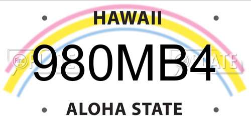 980MB4 Hawaii License Plate