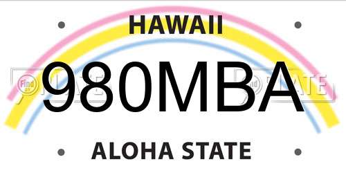 980MBA Hawaii License Plate