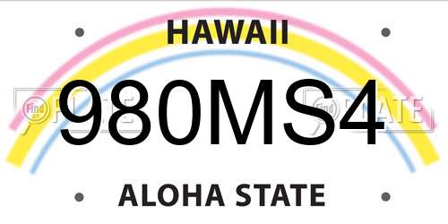 980MS4 Hawaii License Plate