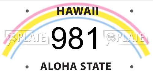 981 Hawaii License Plate