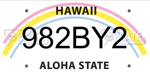 982BY2 Hawaii License Plate