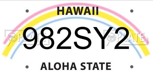 982SY2 Hawaii License Plate