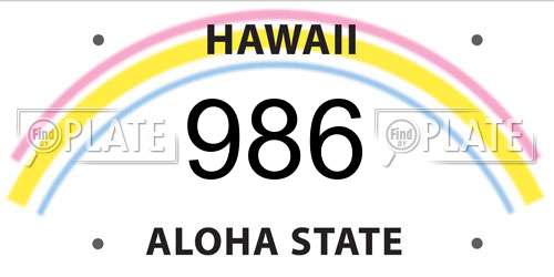 986 Hawaii License Plate