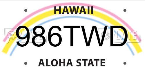 986TWD Hawaii License Plate