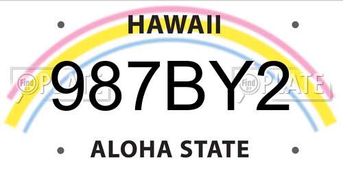 987BY2 Hawaii License Plate