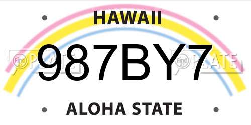 987BY7 Hawaii License Plate
