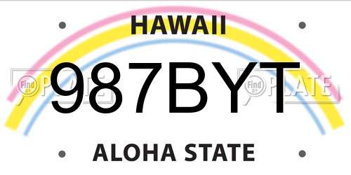 987BYT Hawaii License Plate
