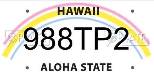 988TP2 Hawaii License Plate