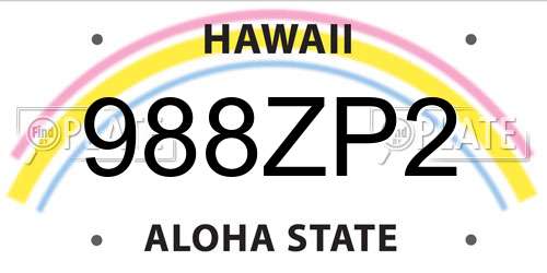 988ZP2 Hawaii License Plate