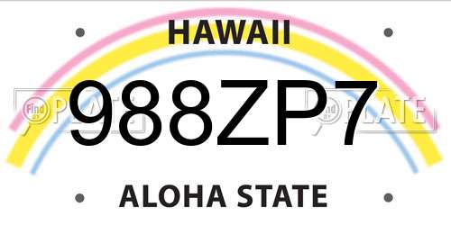 988ZP7 Hawaii License Plate