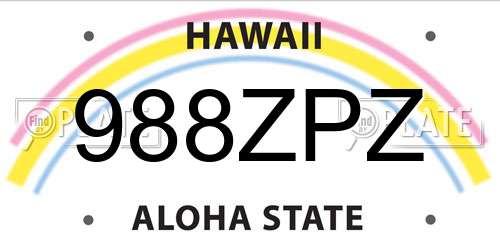 988ZPZ Hawaii License Plate