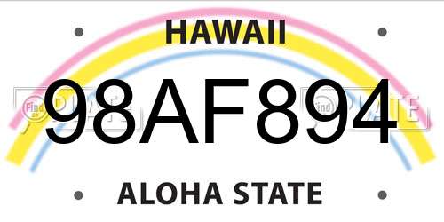 98AF894 Hawaii License Plate