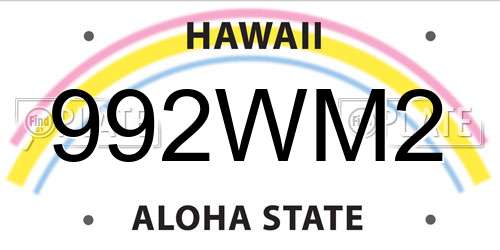992WM2 Hawaii License Plate