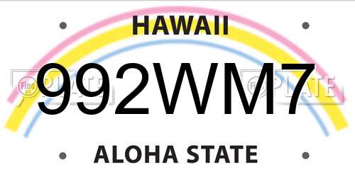 992WM7 Hawaii License Plate