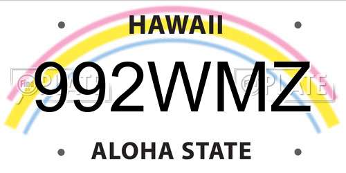 992WMZ Hawaii License Plate