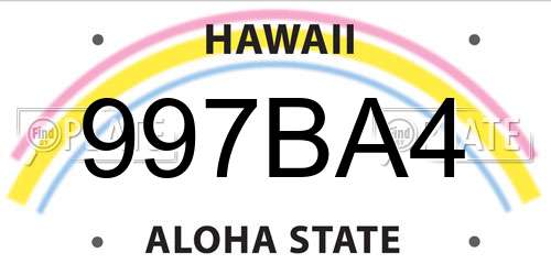 997BA4 Hawaii License Plate